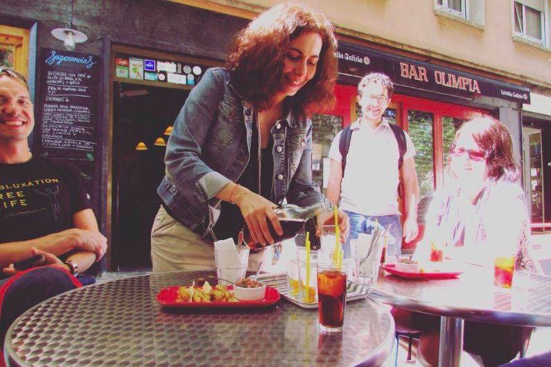 Marina pouring us a glass of vermouth to say cheers before we went our separate ways.