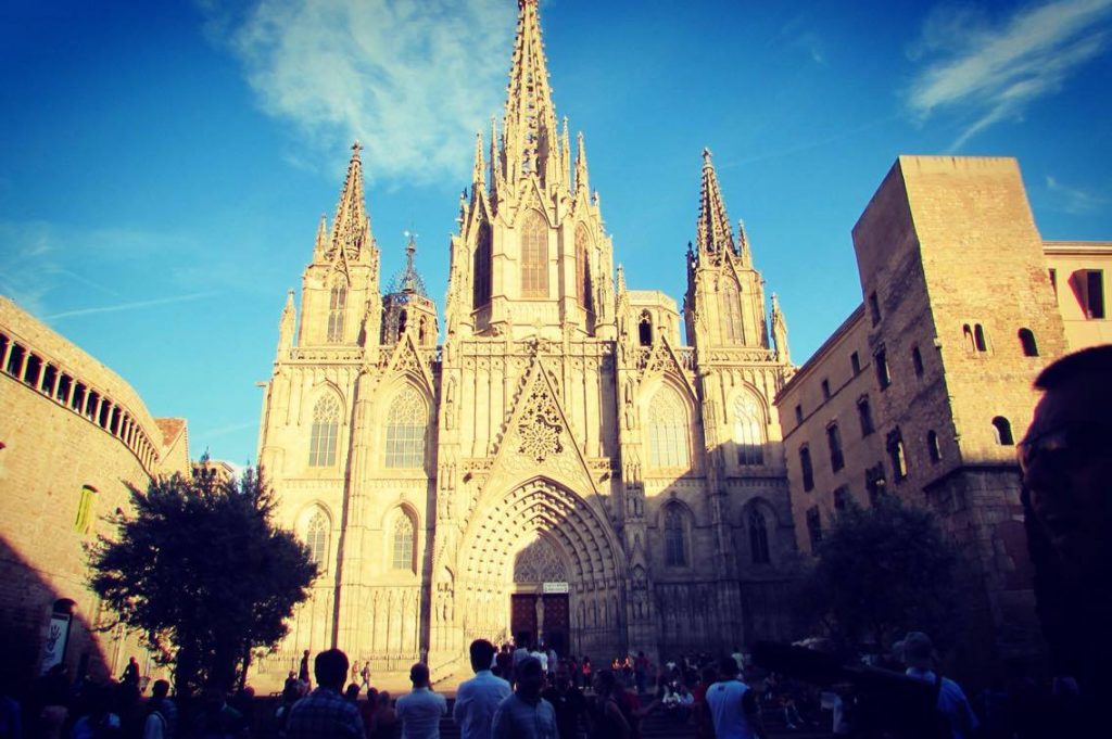 Blue skies and Barcelona's mighty cathedral