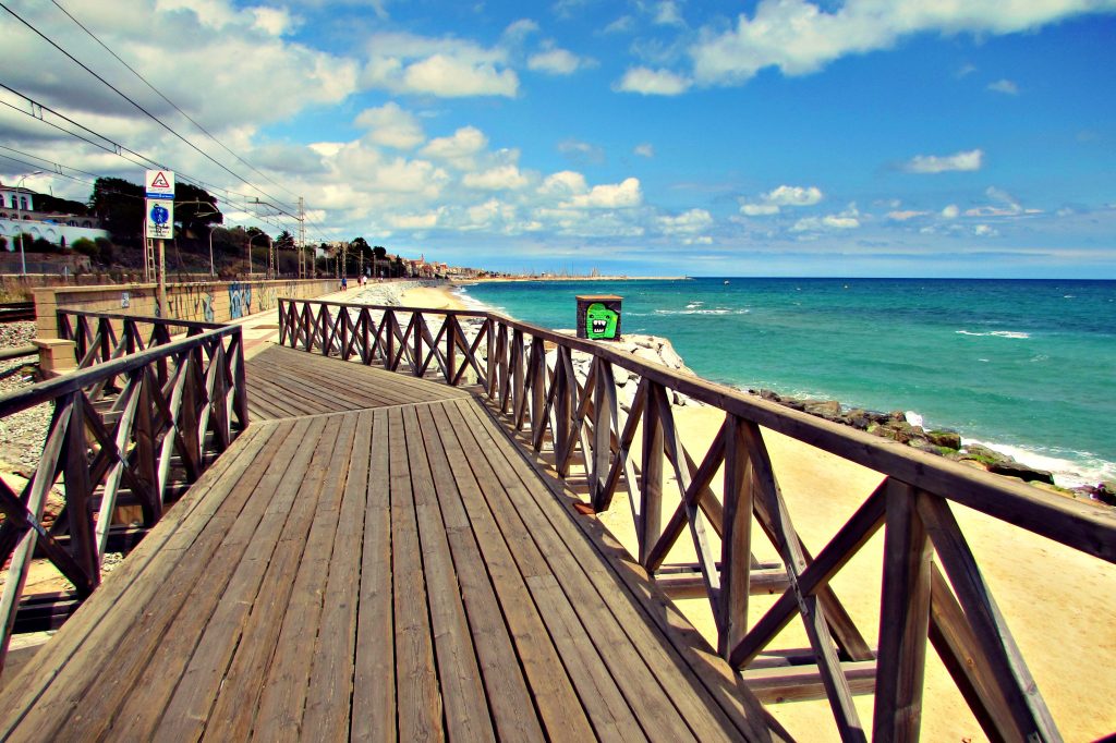 Following the train tracks along the coast from Badalona to Mataro, just outside of Barcelona