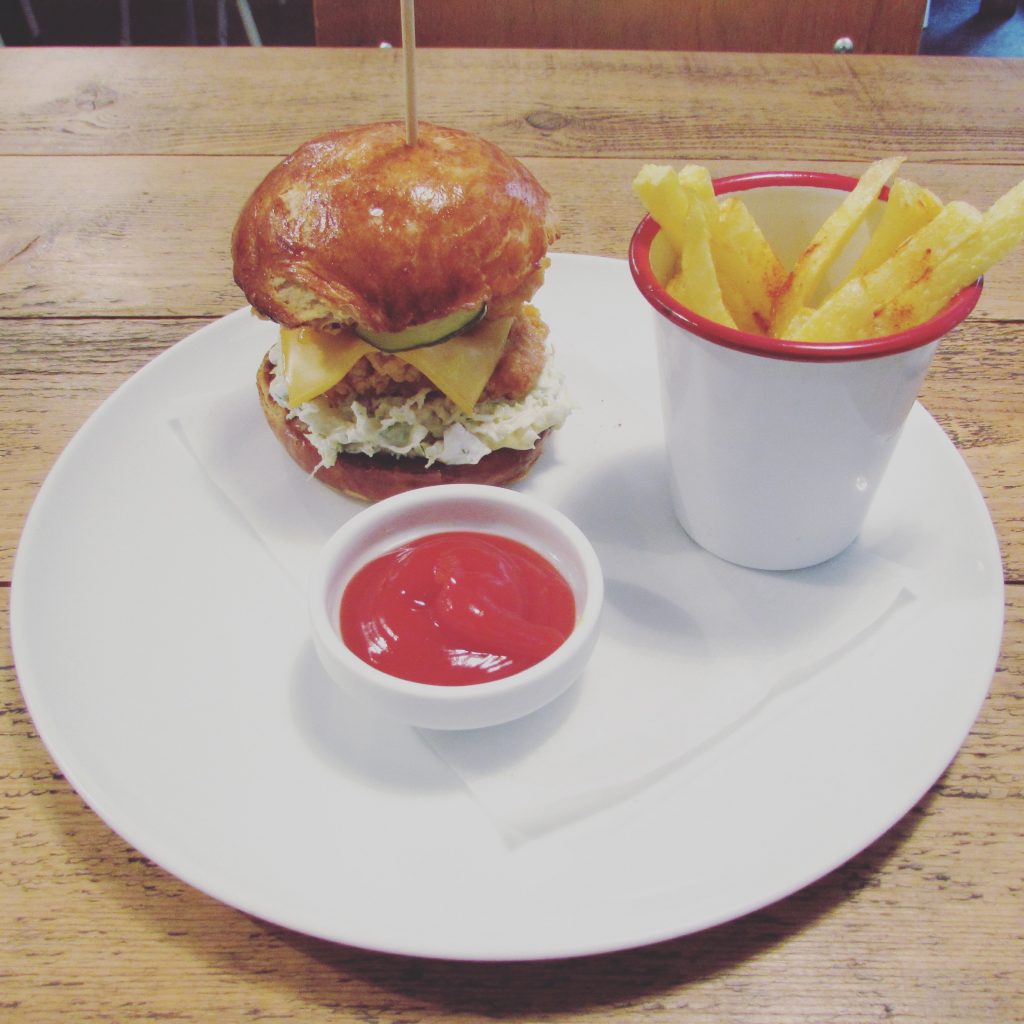 Beautiful Nashville Chicken Burger at Caravelle in Raval, Barcelona