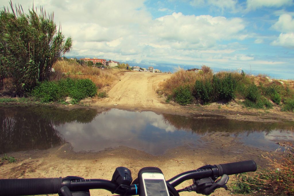 Impossible cycling along the beach just outside of Barcelona