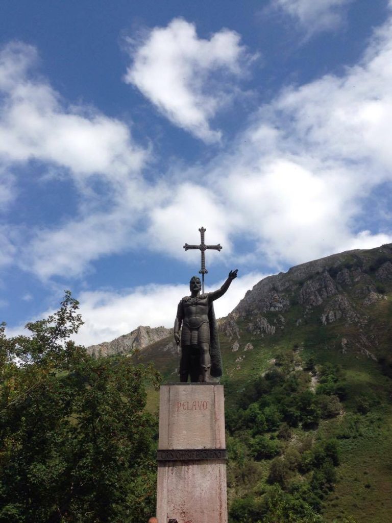 The King Pelayo statue outside of the Covadonga Sanctuary in Asturias.