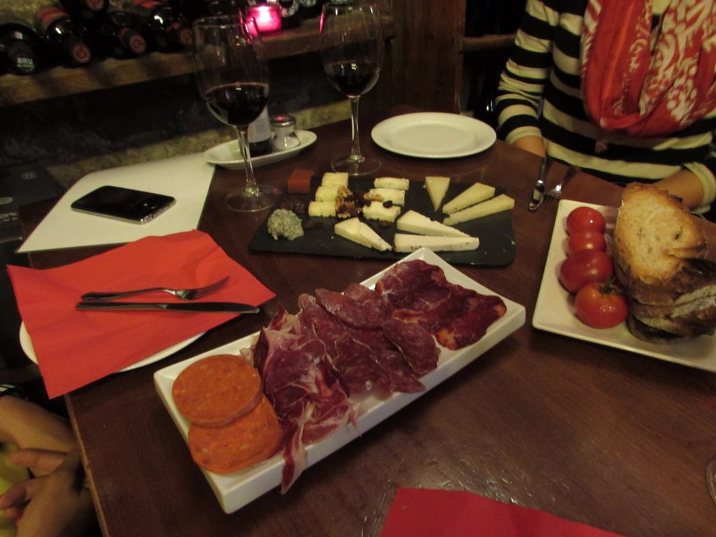 Spanish meats and cheeses on the Wanderbeak food tour in Barcelona