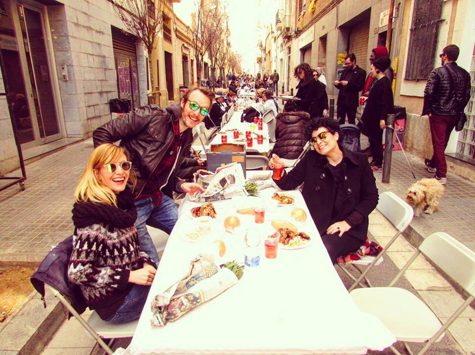 food festival in the streets : calcotada in Barcelona