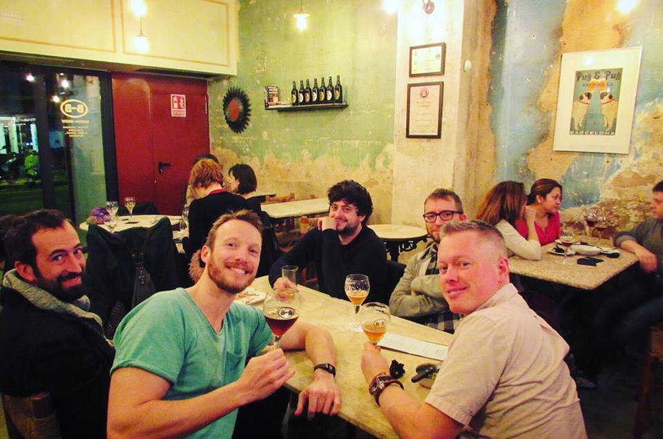 Drinking craft beer at Alex from Barna-Brew Brewpub Sant Antoni, Barcelona Brewpub