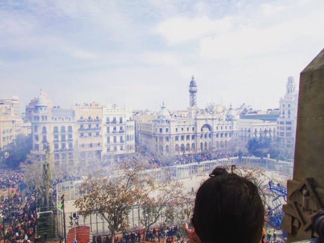 Macleta in Plaza Ayuntiamento for Valencia's Las Fallas Festival