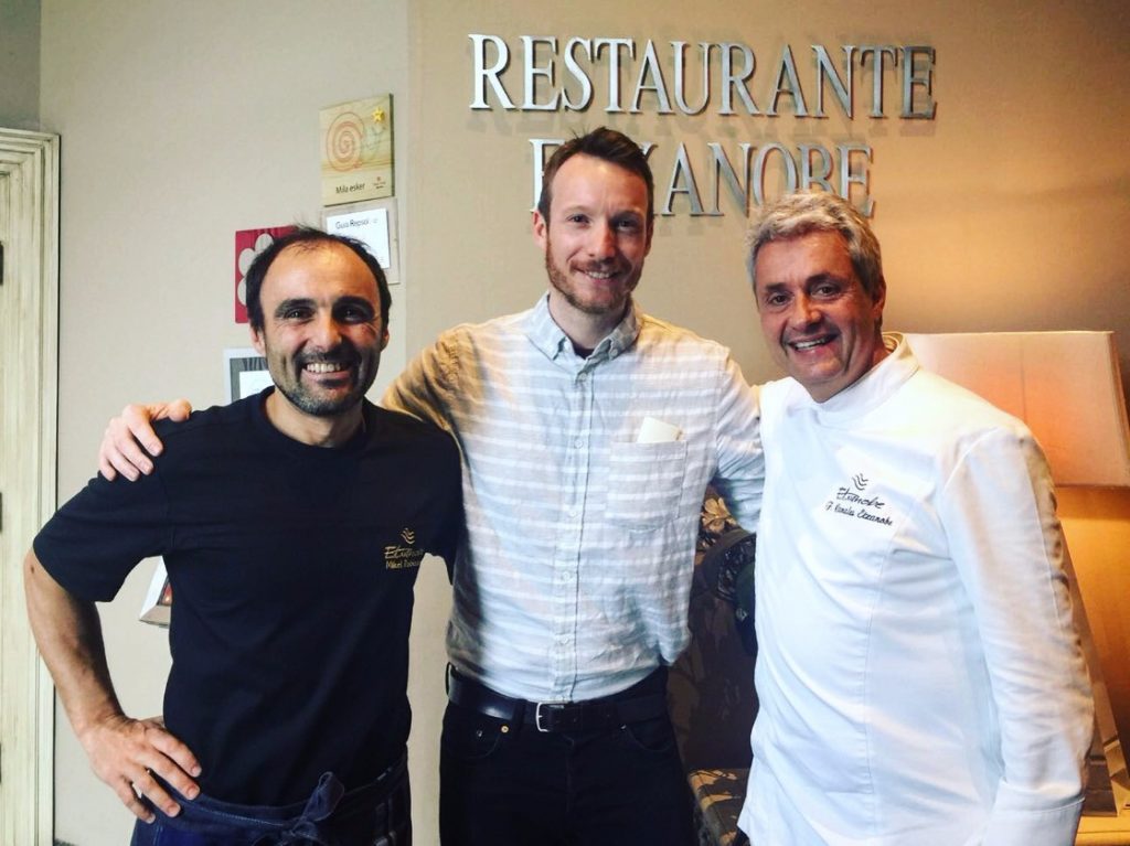 Ben with chefs from Restaurant Etxanobe in Bilbao