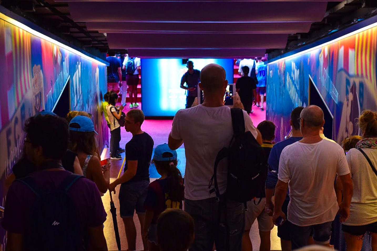 Walking through the tunnel onto the FCB Camp Nou Pitch