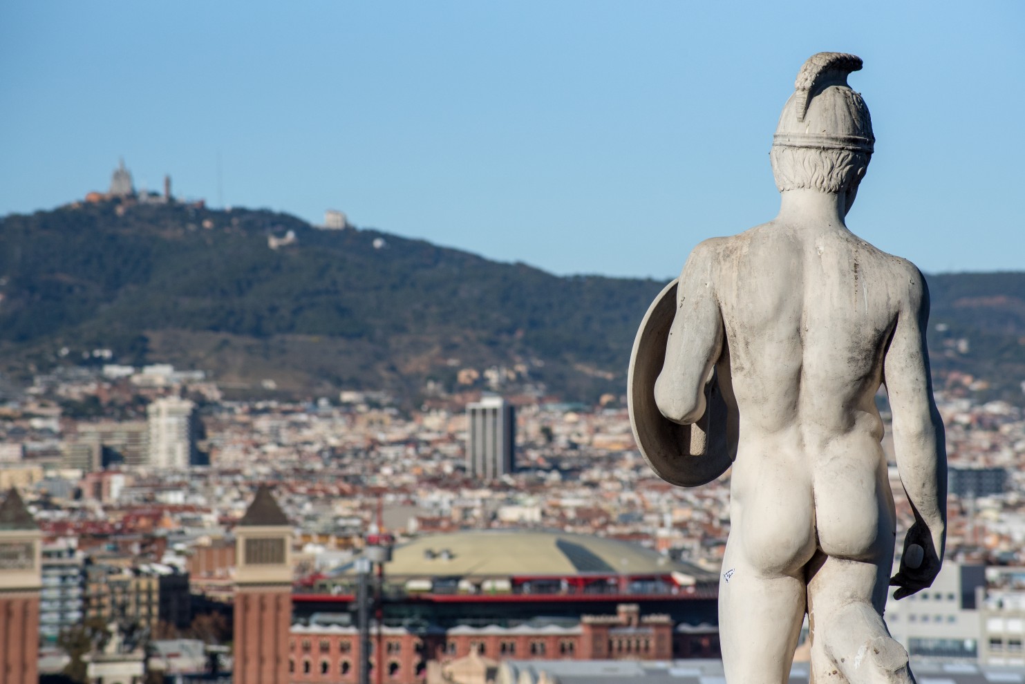 Panoramic views across Barcelona from the MNAC (Palau Nacional Museum of Catalan Art) in Barcelona