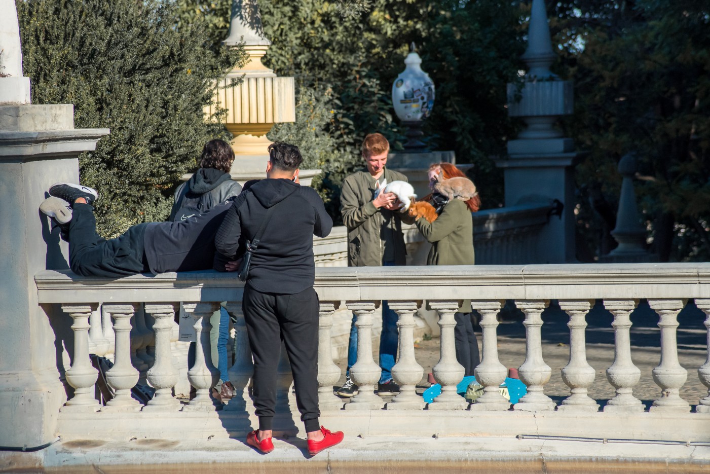 Tourists in Barcelona at Christmas time