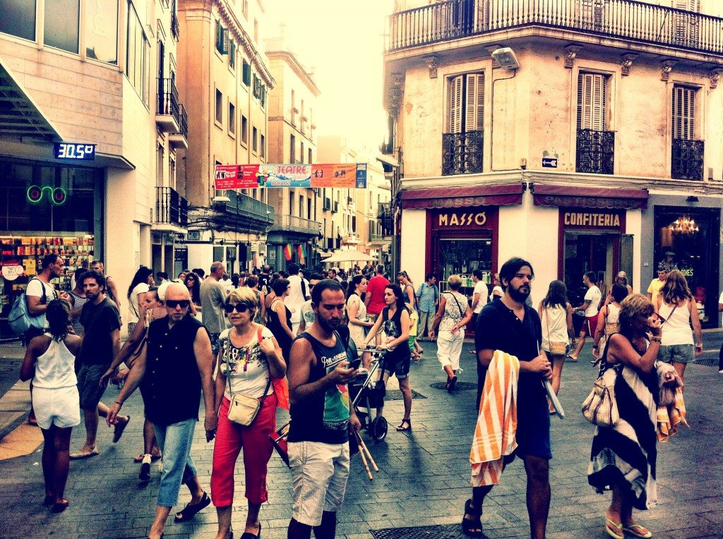 People celebrating Catalonia day in Sitges, Barcelona