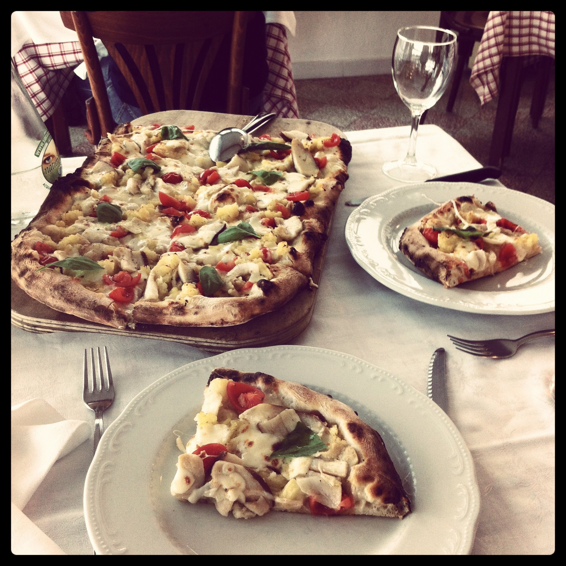 eating pizza in praiano on the Amalfi Coast