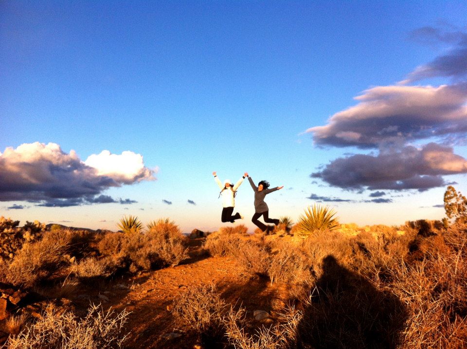 Celebrating at the top of Ryan Mountain, Joshua Tree, California