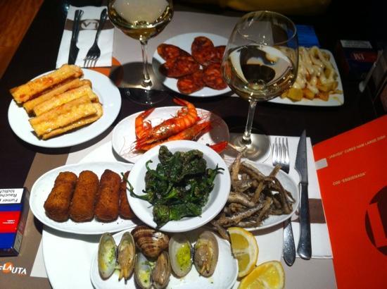 tapas selection at la flauta restaurant in Barcelona Spain