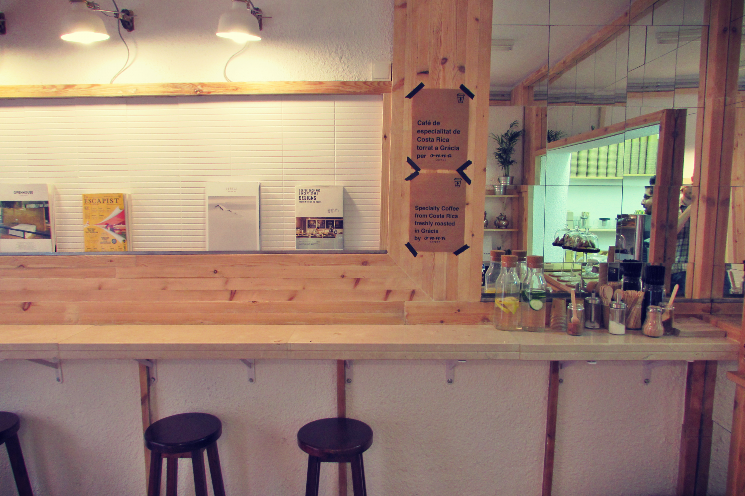 Interior of Syra Take Out Coffee shop in Gracia Barcelona