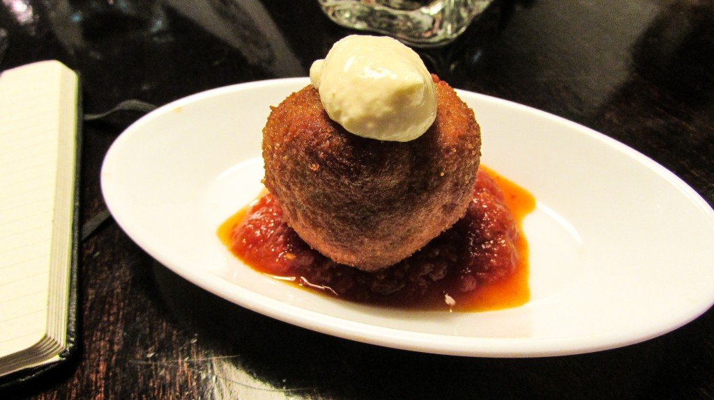 Bombas (Tapas dish) in Barceloneta, Barcelona