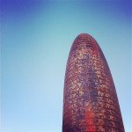 Torre Agbar colourful building in Encants, Poblenou Barcelona