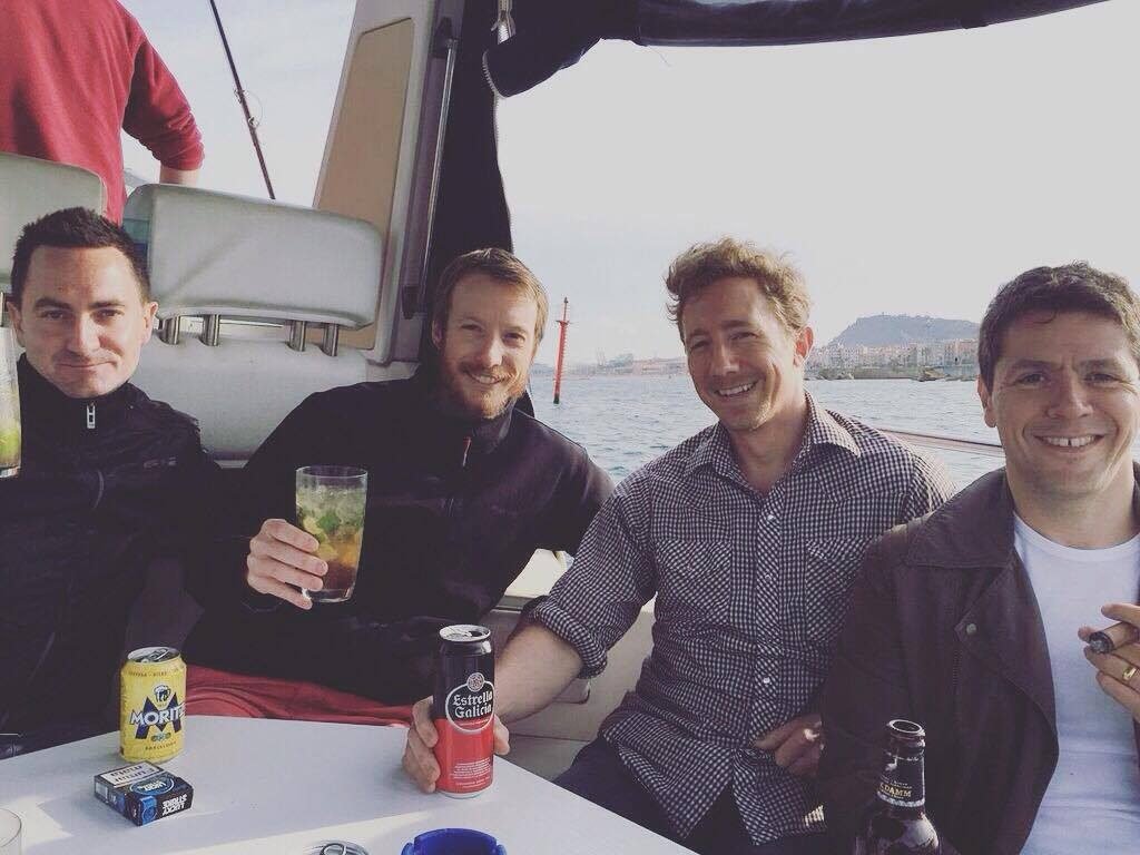 Mojitos and new mates on Minerva boat in Barcelona