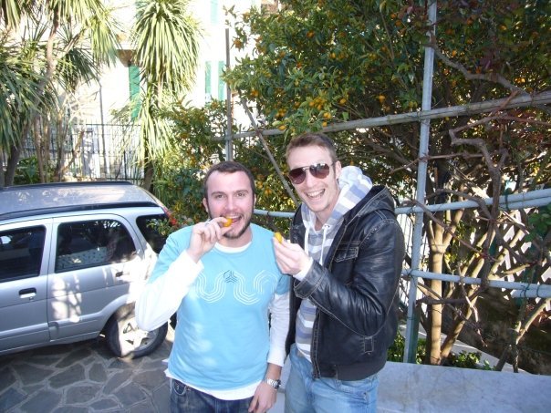 The trip that started everything ~ Me and Ed, somewhere in Italy... enjoy cumquats for the first time ever