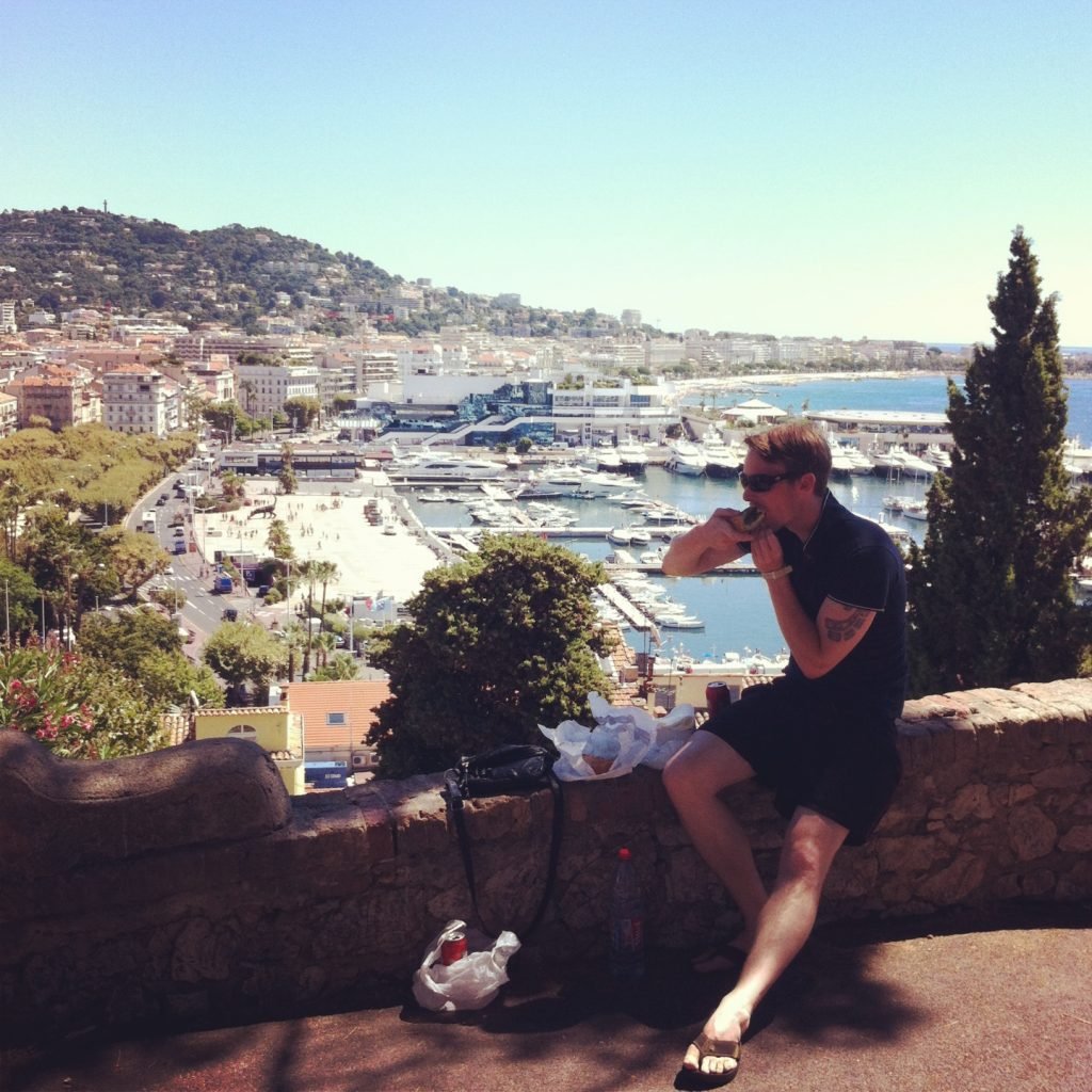 Me enjoying a picnic in Cannes during my first trip to the south of France