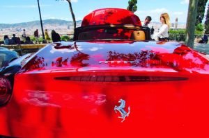 Driving around Montjuic F1 race circuit in a Ferrari in Barcelona