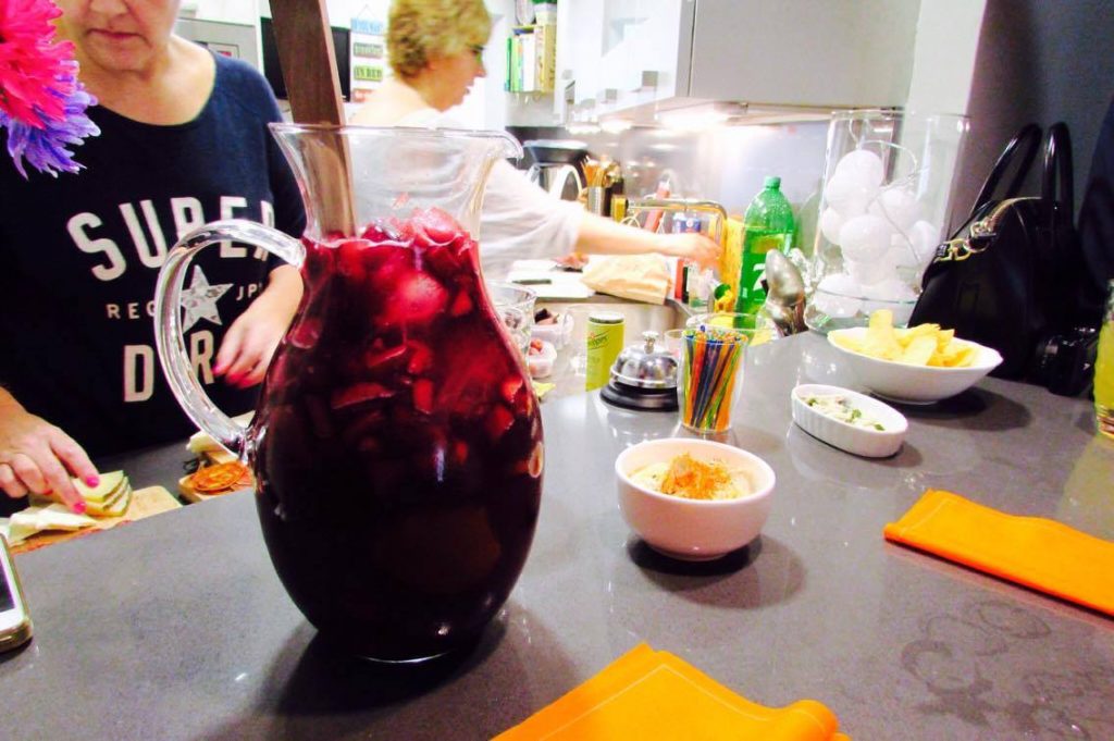 A jug of home cooked sangria at a chef's house in Barcelona
