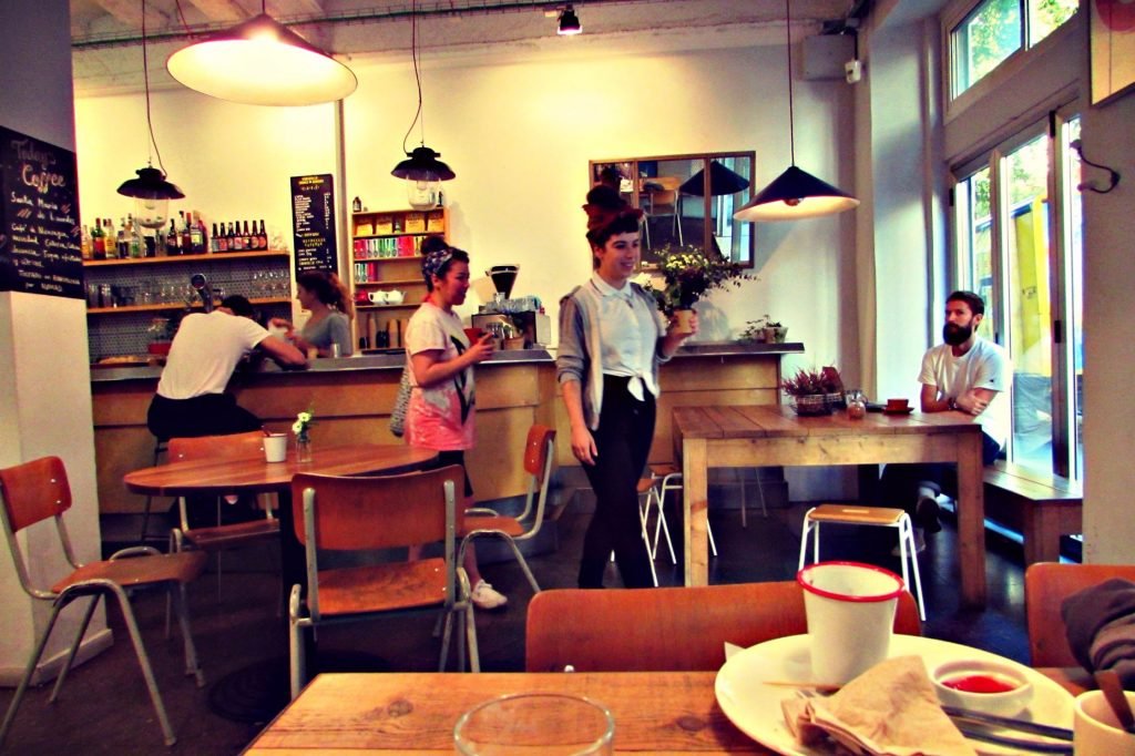 Caravelle hipster cafe, bar, restaurant, craft beer brewery in Raval, Barcelona 