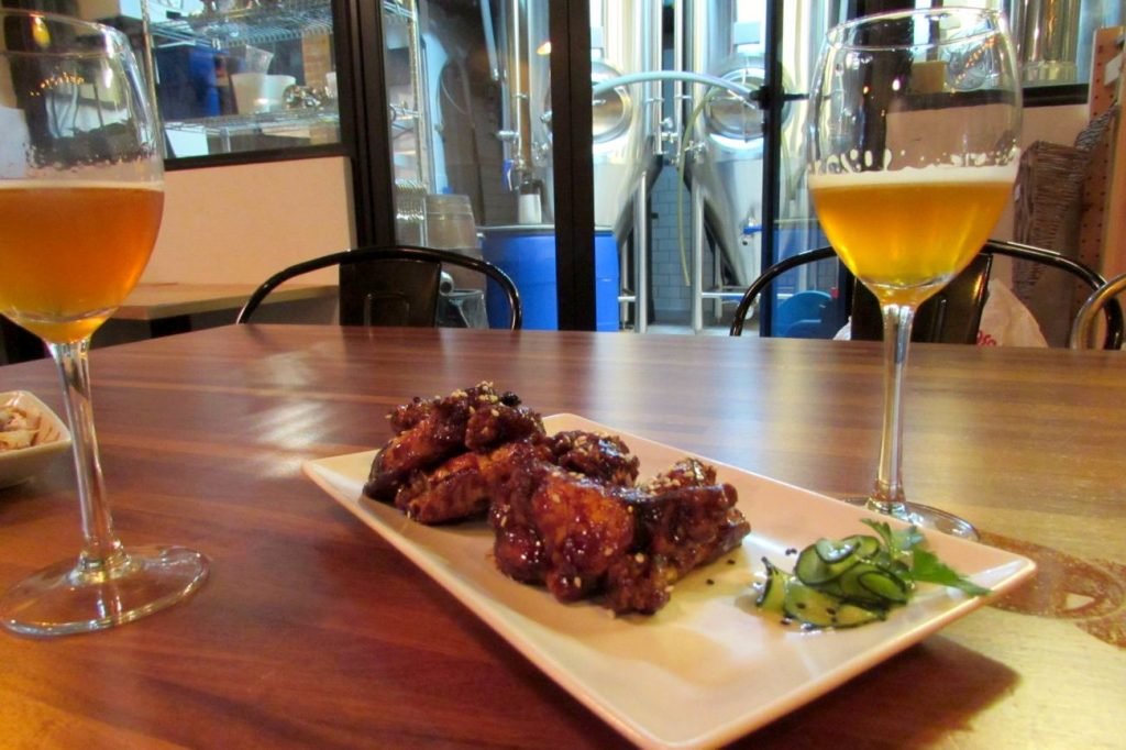 Sticky wings at BlackLab craft beer brewery and restaurant in Barcelona
