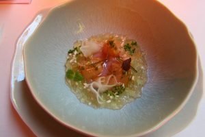 Art in a bowl at Moments Restaurant, Barcelona