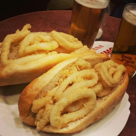 Bocadillo de Calamares in Madrid's Plaza Mayor