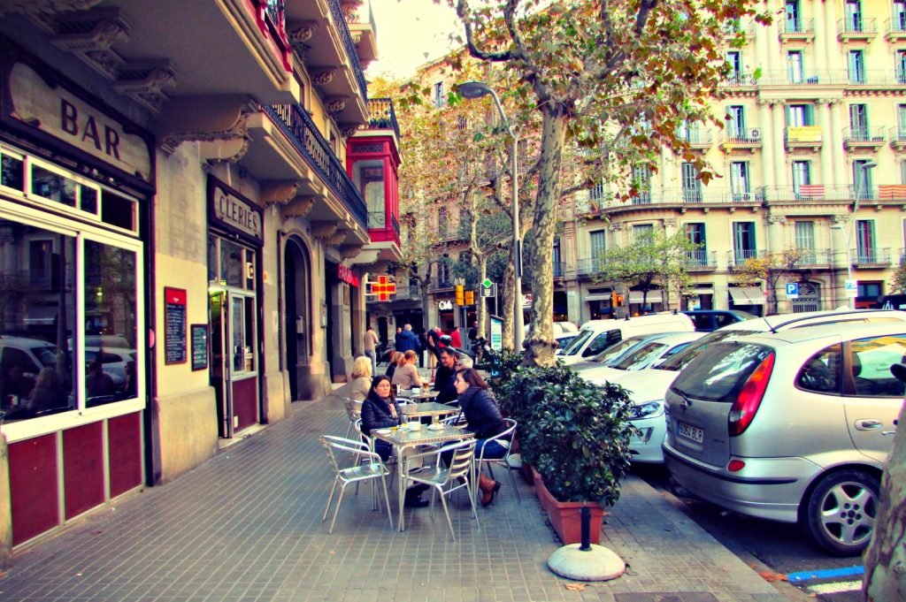 Cafe terraces in Eixample Barcelona