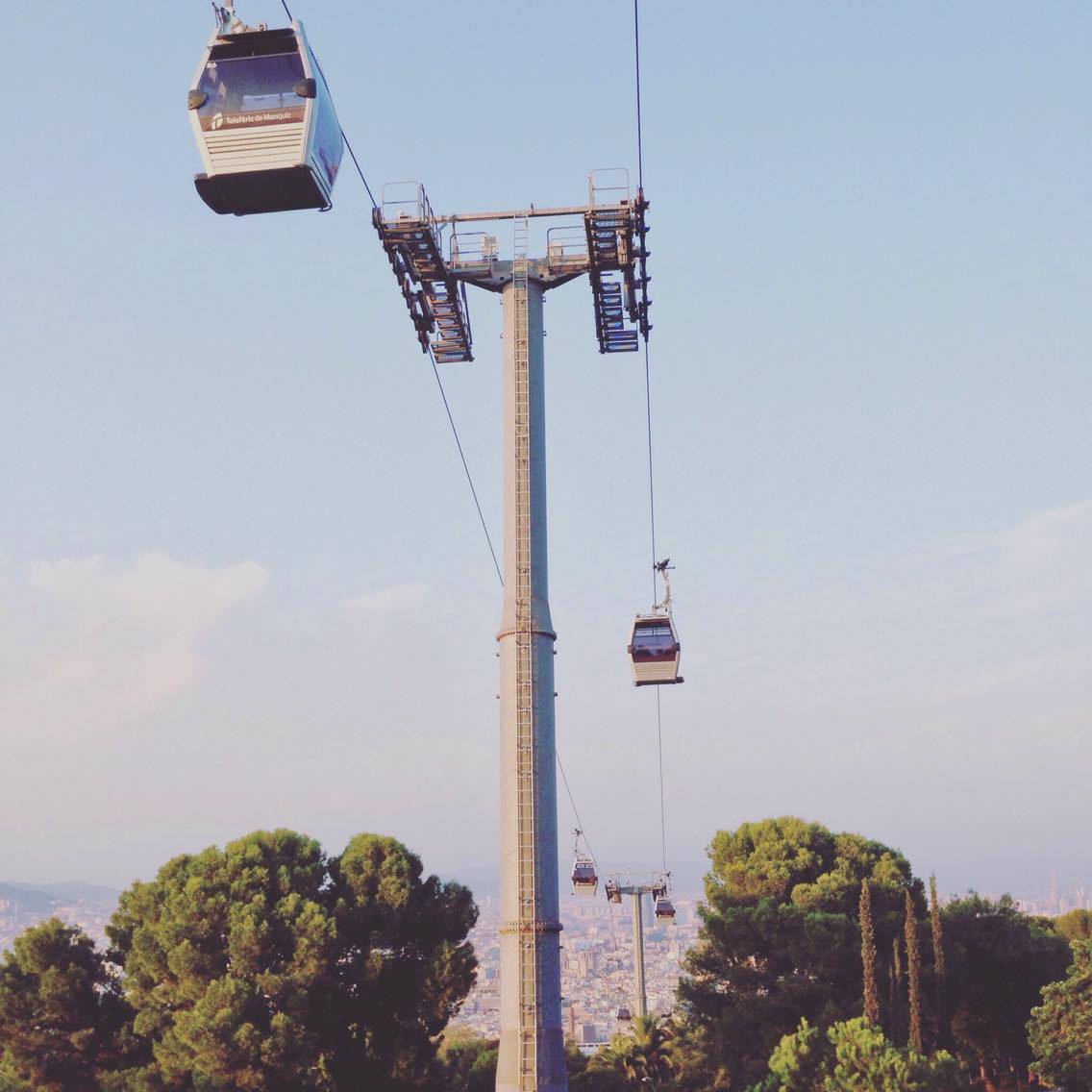 Barcelona cable car ride up to Montjuic