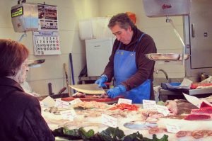 Fishmongers in Santa Caterina Food Market - Barcelona Food Sherpa Market Tour and Home Dining Experience