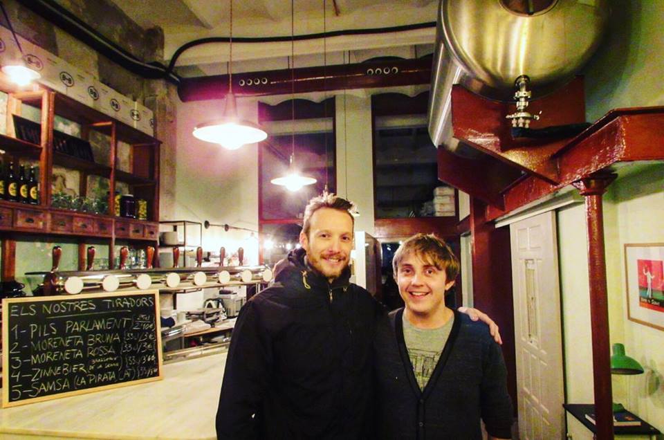 Ben Holbrook from DriftwoodJournals and Alex from Alex from Barna-Brew Brewpub Sant Antoni, Barcelona Brewpub