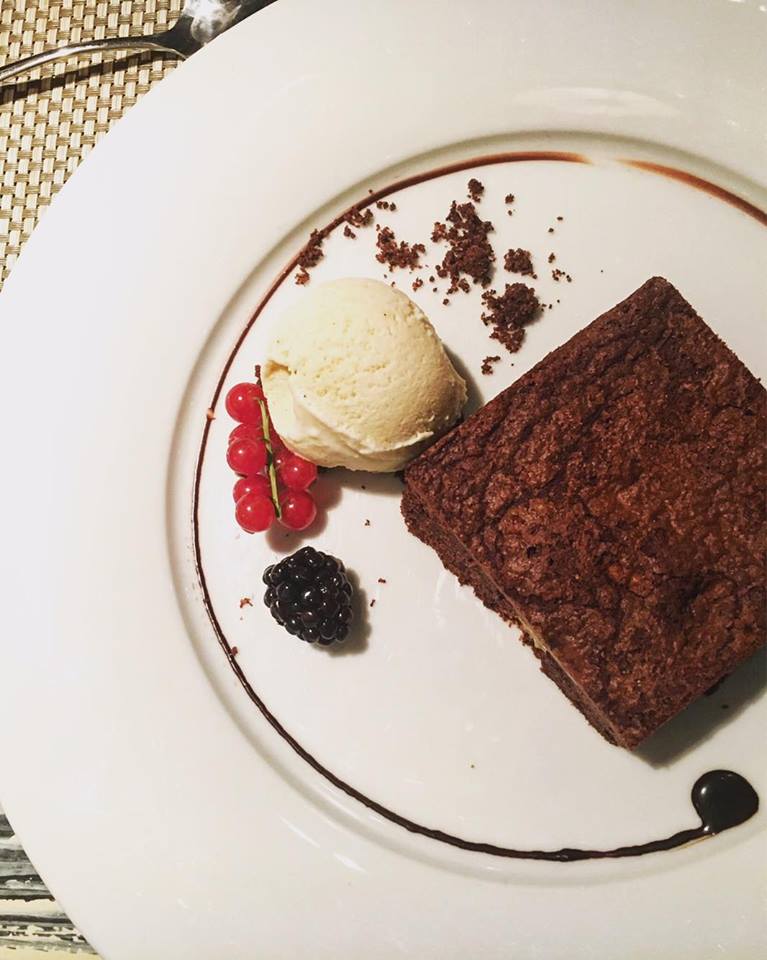 Chocolate brownie at Gran Hotel La Florida Hotel in Barcelona