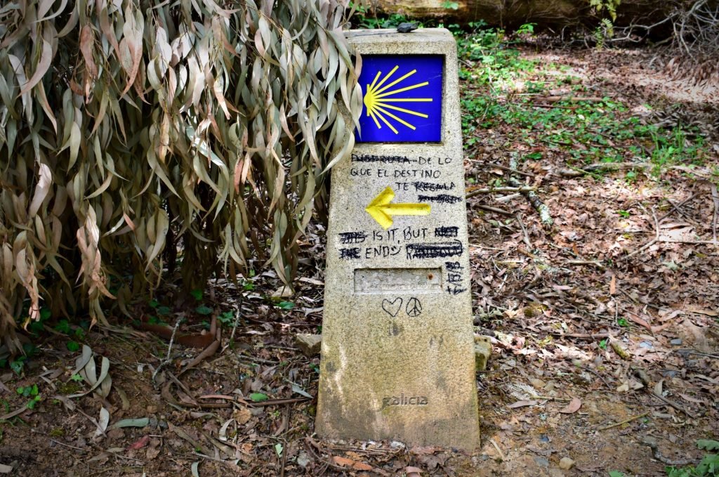 Camino de Santiago Sign Posts with Yellow Arrow