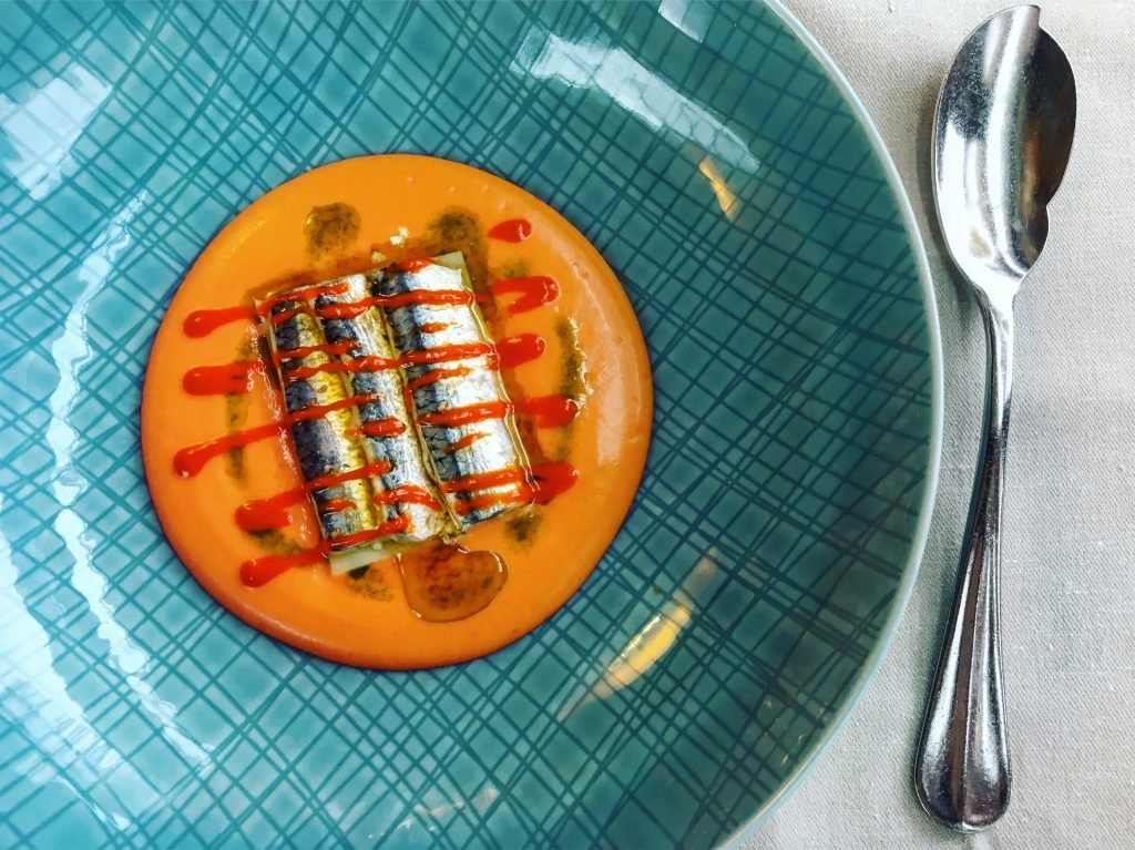Classic sardines and tomato at Restaurant Etxanobe in Bilbao