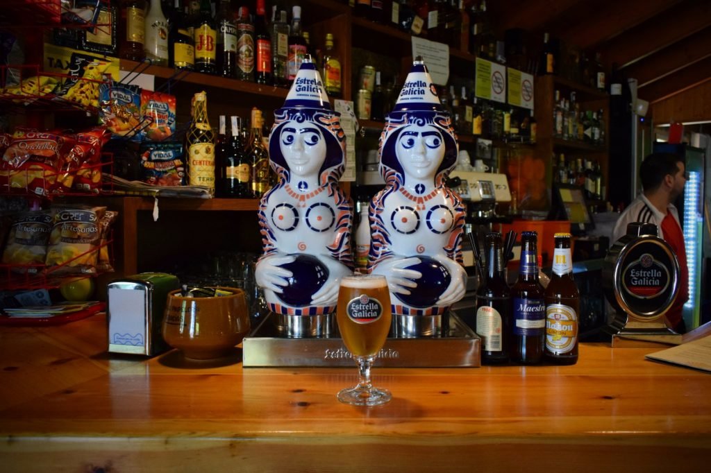 Drinking Estrella Galicia on the Camino de Santiago in Northern Spain