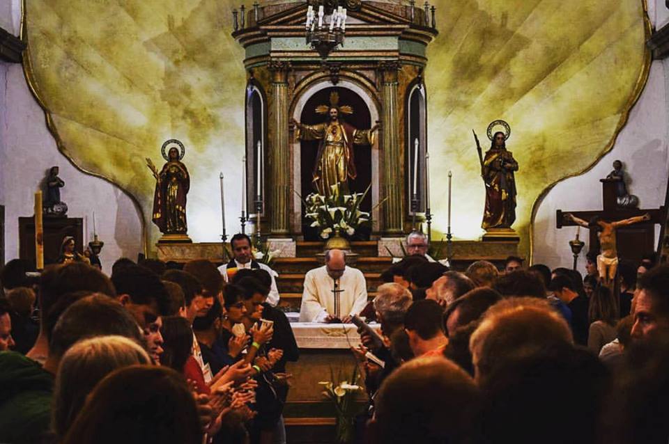 PIlgrims' mass in Pedrouzo on the Camino de Santiago