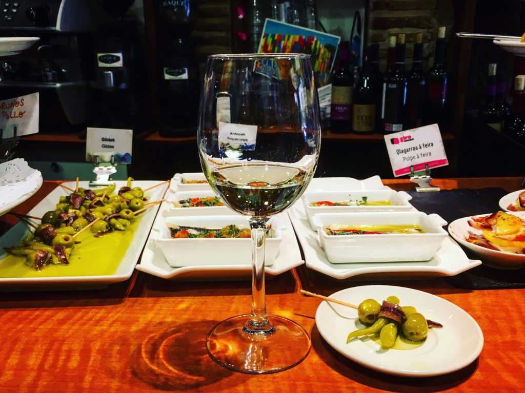 White Rioja a a classic gilda pintxo
