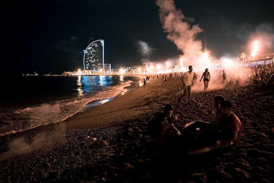 Barcelona San Juan Firework Celebrations on Barceloneta Beach by Ben Holbrook from DriftwoodJournals.com