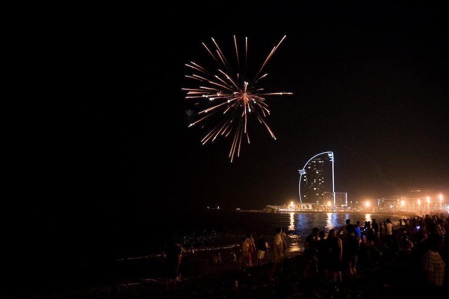 Barcelona San Juan Firework Celebrations on Barceloneta Beach by Ben Holbrook from DriftwoodJournals.com