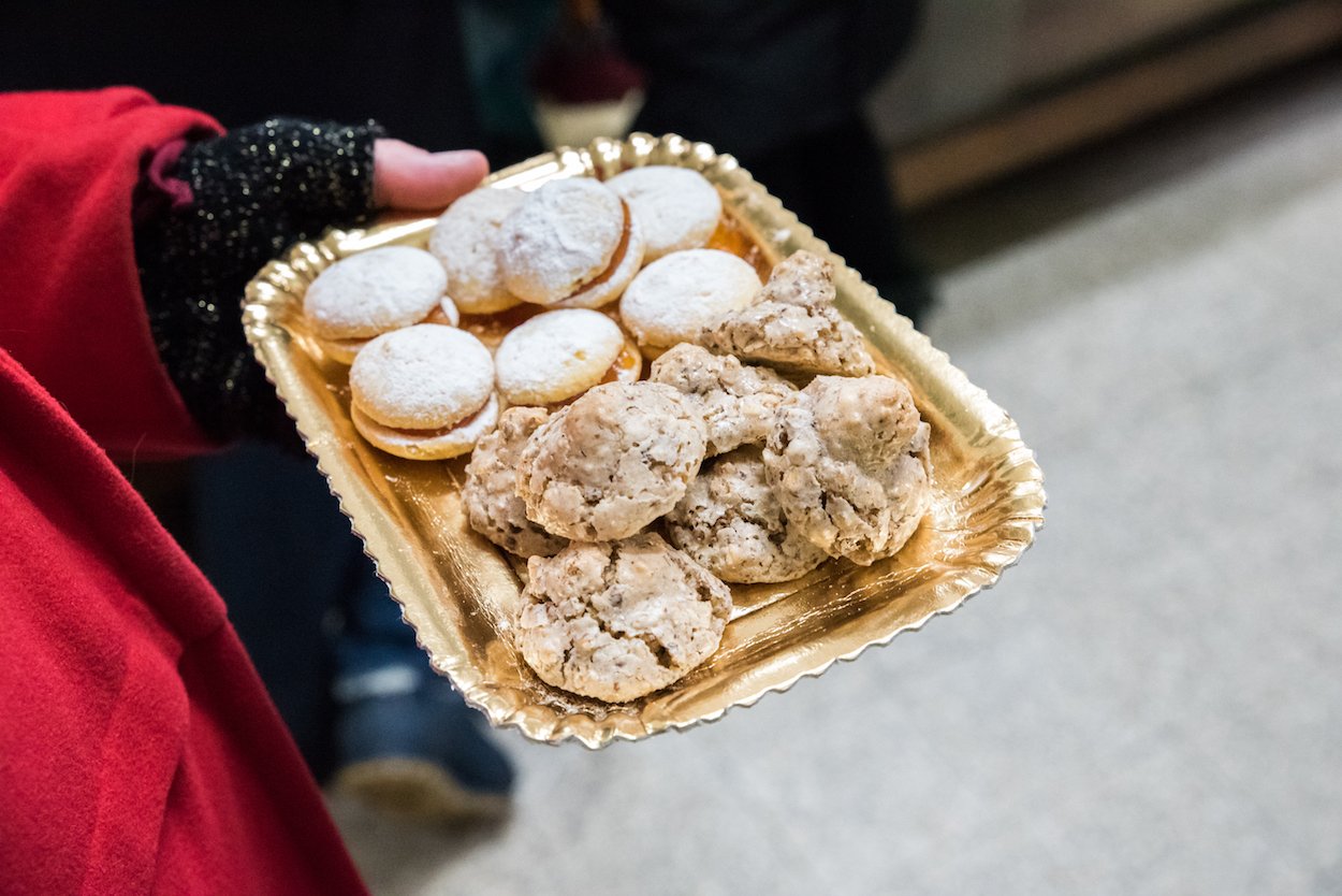 Eating biscotti on Eating Italy's 'Trastevere for Foodies' food tour in Rome.