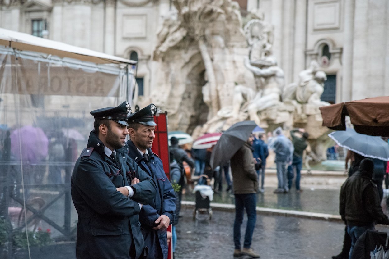 Italian Police in Piazza Navona, Rome, Italy