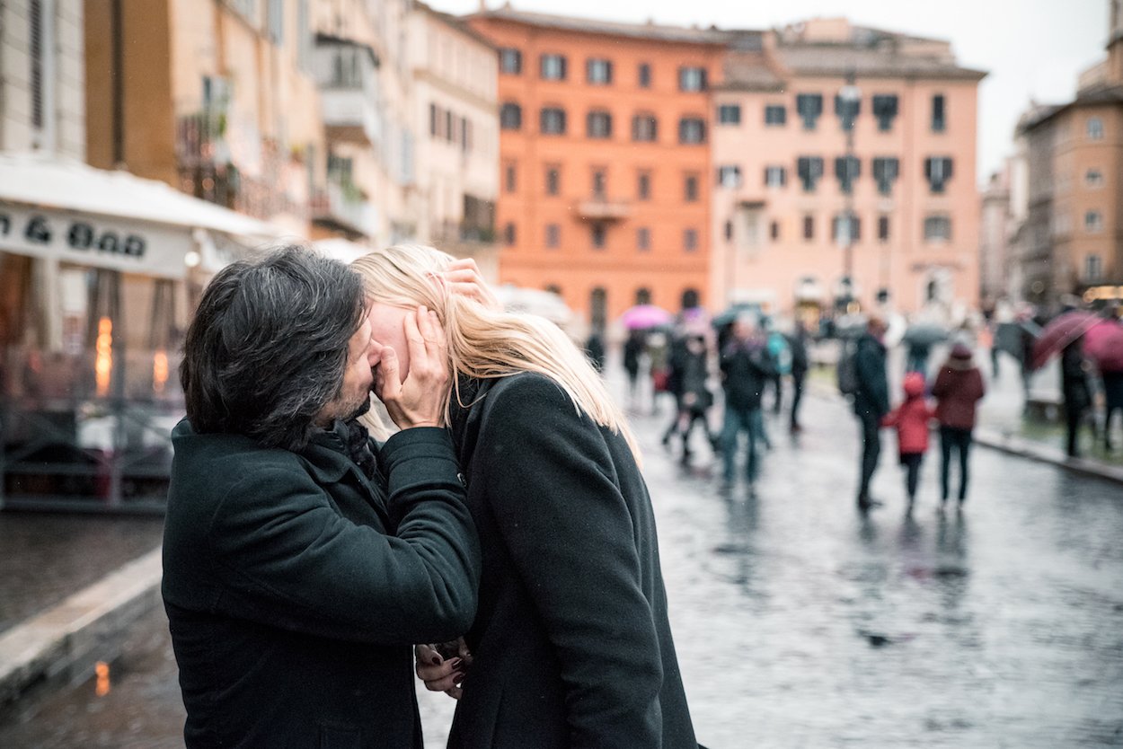 Steal a Kiss in Piazza Navona, Rome, Italy