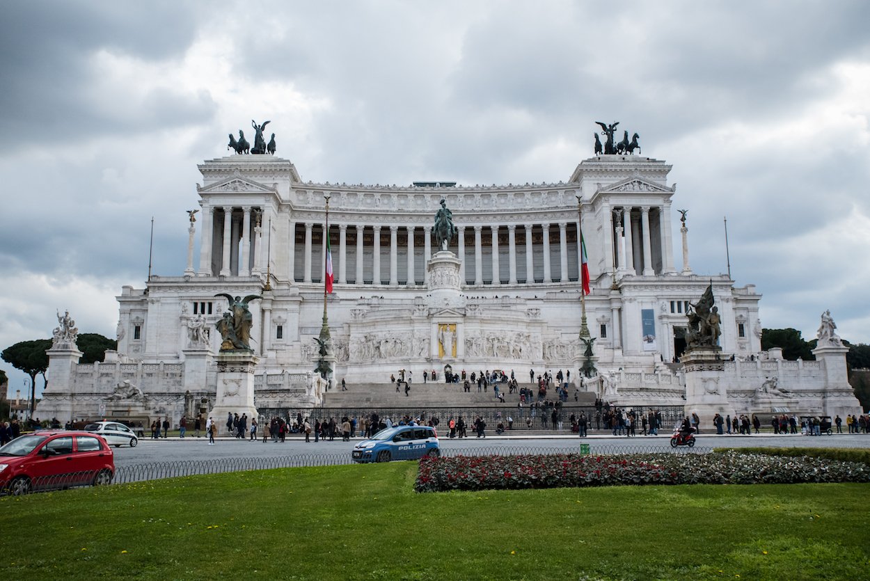 Rome's iconic Altare della Patria in the rain. By Ben Holbrook.