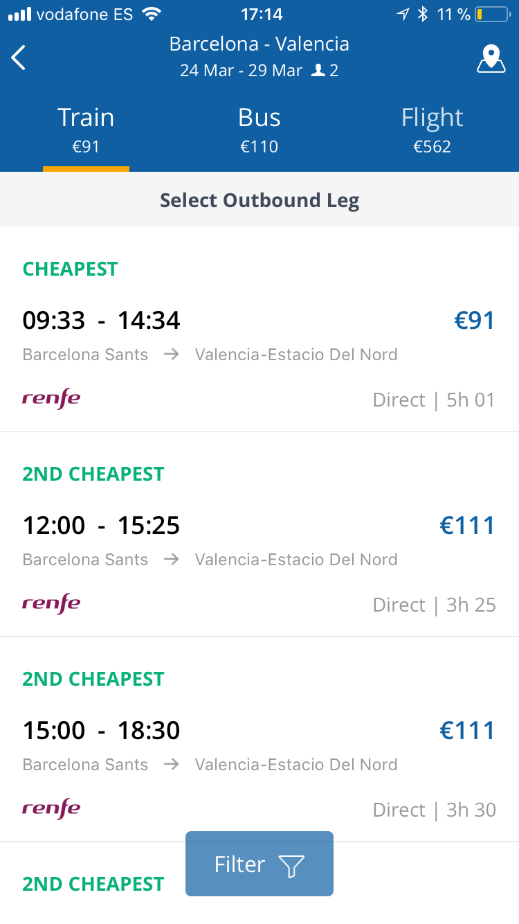 GoEuro App Review - How to Find Cheap Train Bus Flights in Spain and the Rest of Europe