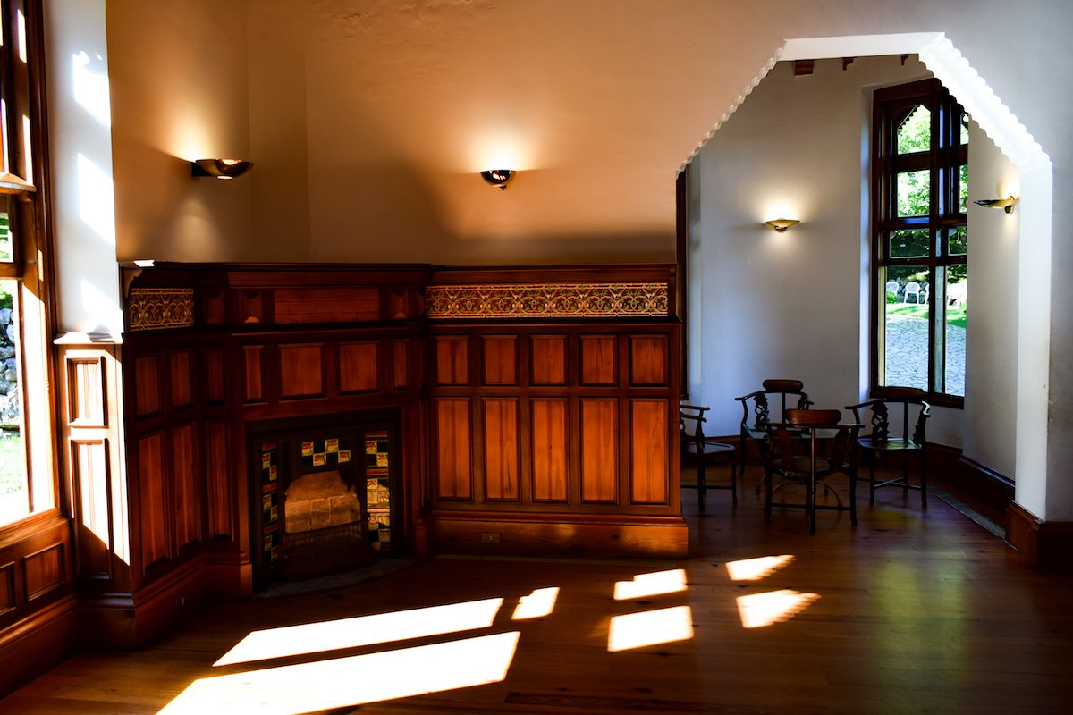 One of the many music rooms of Antoni Gaudi's El Capricho house. Antoni Gaudi's El Capricho house in Cantabria – inspired by sunflowers.