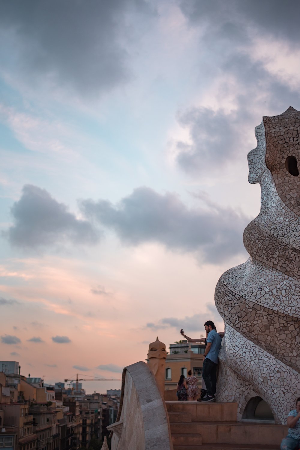 Rooftop jazz concert and cava at Antoni Gaudi's La Pedrera Building in Barcelona