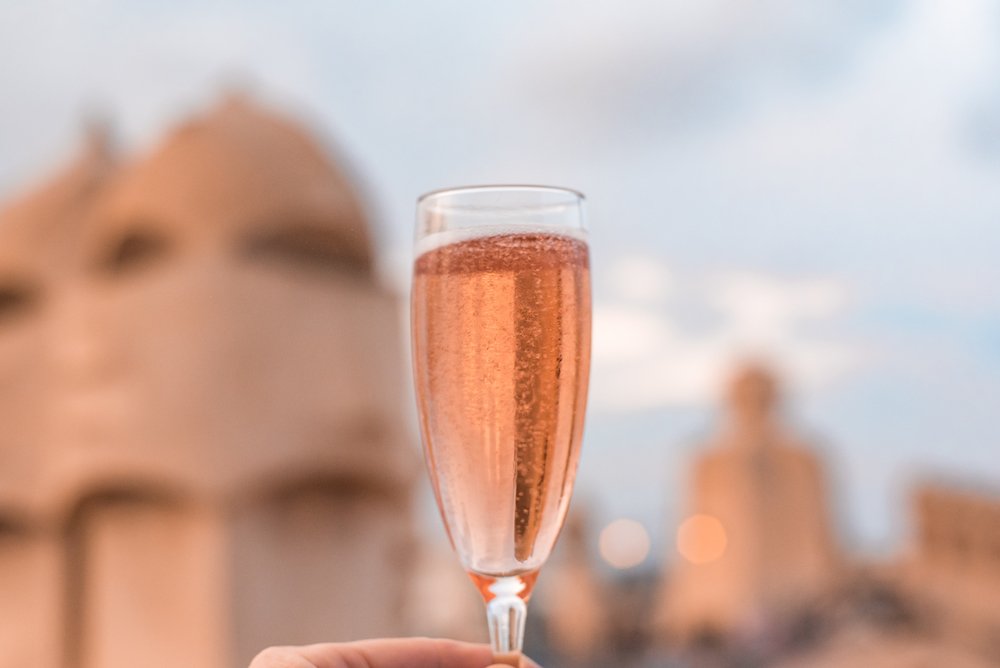 Drinking Catalan cava on the rooftop terrace of Antoni Gaudi's La Pedrera 